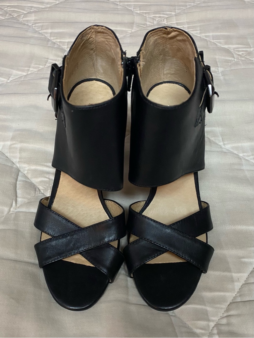 Brand New - Aldo Black Leather Crisscross Ankle-Strap Sandals